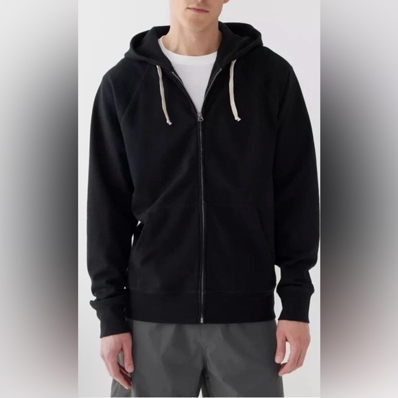 Men’s J Crew Black French Terry Full Zip Hoodie Sz Medium New
